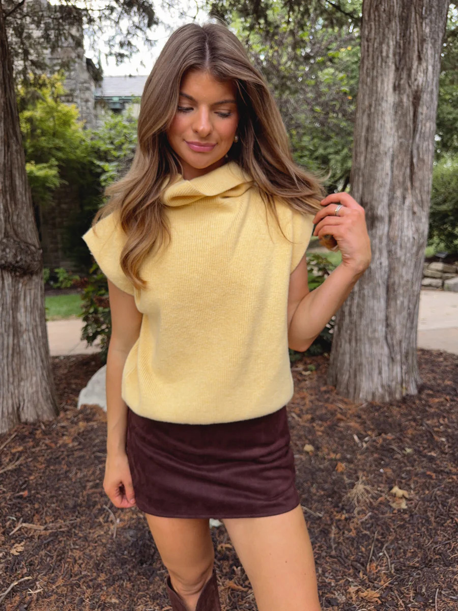 Yale Ribbed Sleeveless Turtleneck Sweater - Butter Yellow | Ave and Liv Boutique