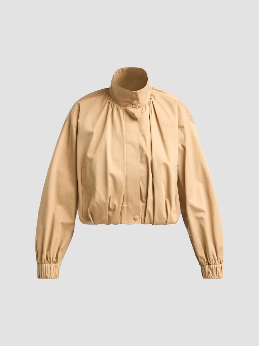 Women's Amélie Pleated Cotton-Blend Jacket - Light Bark - Size Small | Saks Fifth Avenue
