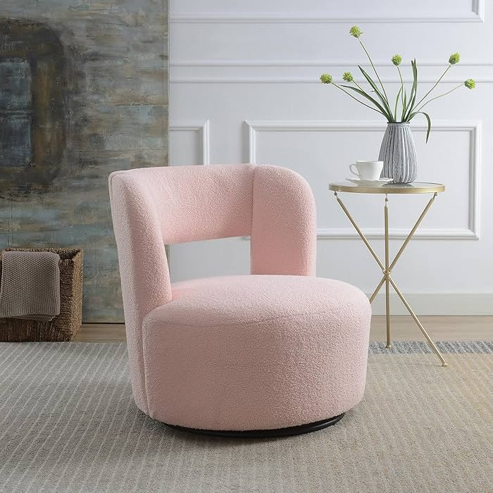 Swivel Accent Chair, Small Single Sofa, Round Chair - 360° Swivel Barrel Chair with Soft Teddy F... | Amazon (US)