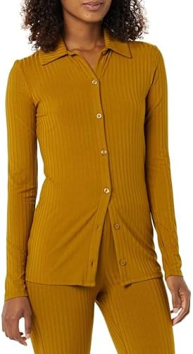 Amazon Essentials womens Wide Rib Long Sleeve Button-up Collared Cardigan (Pants Sold Separately) | Amazon (US)