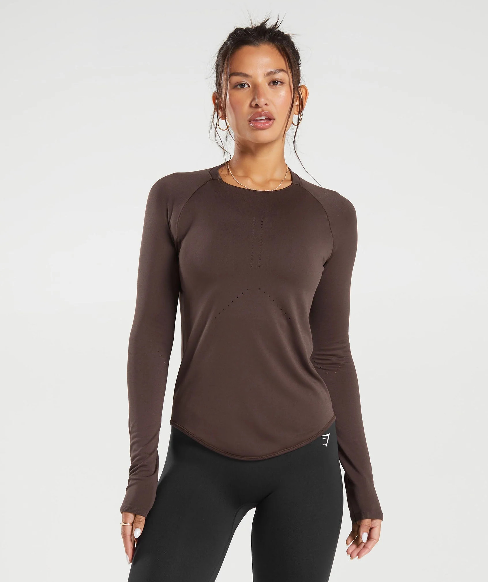 Gymshark Sweat Seamless Long Sleeve Top - Shadow Brown | Gymshark (Global)