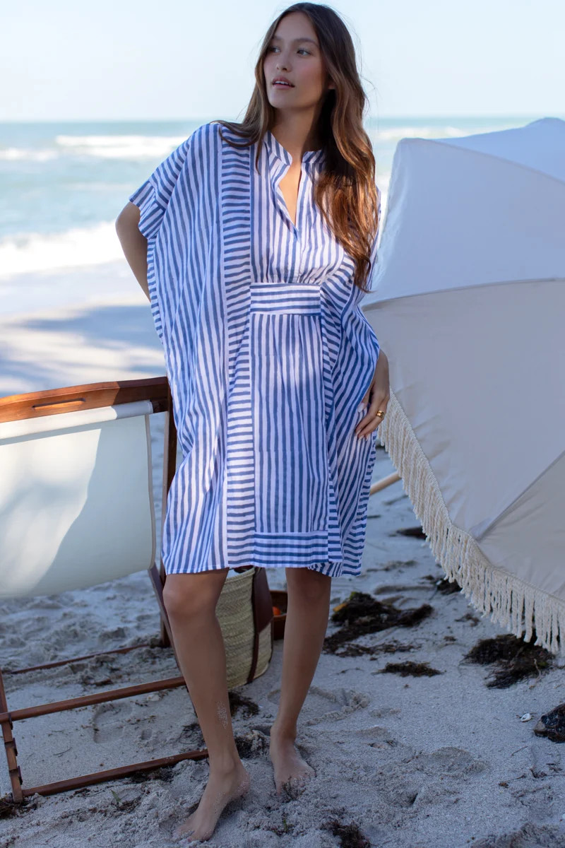 Emerson Short Caftan - Ocean Stripe Organic | Emerson Fry