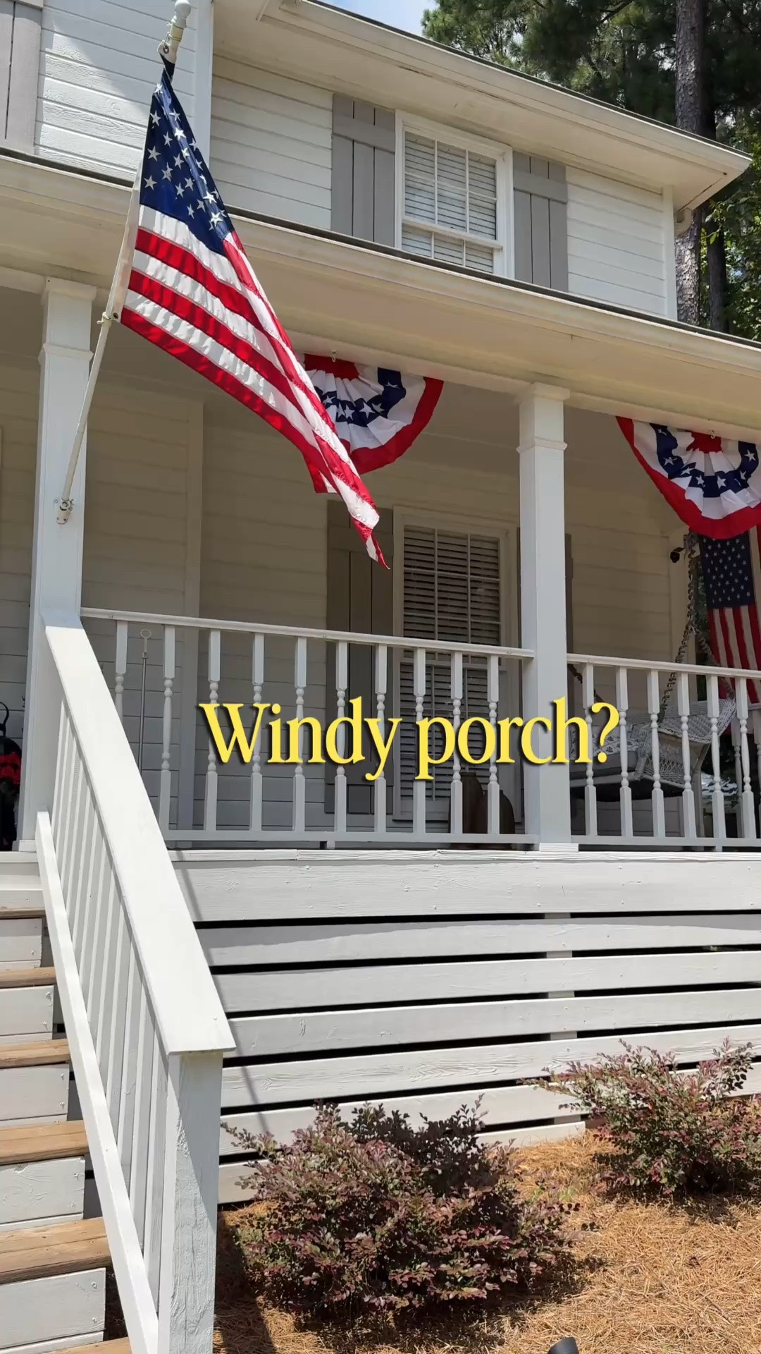 BUNTING FLAGS & HOOK HACK 

If your bunting flags are constantly blowing out of place, this simple spring hook trick is a game changer. 🪝They help keep everything secure, even on those extra windy days, so your porch stays looking beautiful all season long.🇺🇸

.

.

patriotic porch, bunting flags, flag hack, porch decor, front porch ideas, patriotic decorating, summer porch, Fourth of July decor, Americana style, porch styling, outdoor decor, home hacks, easy porch update, flag display, patriotic home, red white and blue, curb appeal, outdoor decorating, porch inspiration, flag accessories, spring hooks, holiday porch, summer decorating, patriotic inspiration, front porch refresh

#LTKHome #LTKSeasonal #LTKdayinmylife