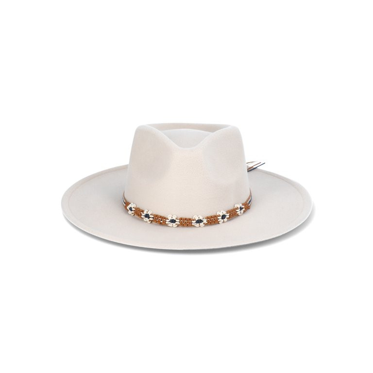 No Boundaries Polyester Felt Fedora, Women’s, One Size, Ivory | Walmart (US)