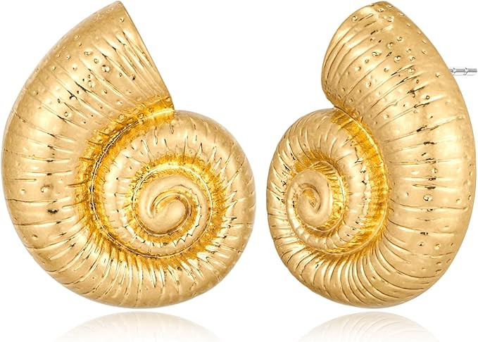 INNERDIVA Gold Conch Shell Earrings for Women Sea Shell Stud Earrings Bohemian Shell Conch Earrin... | Amazon (CA)