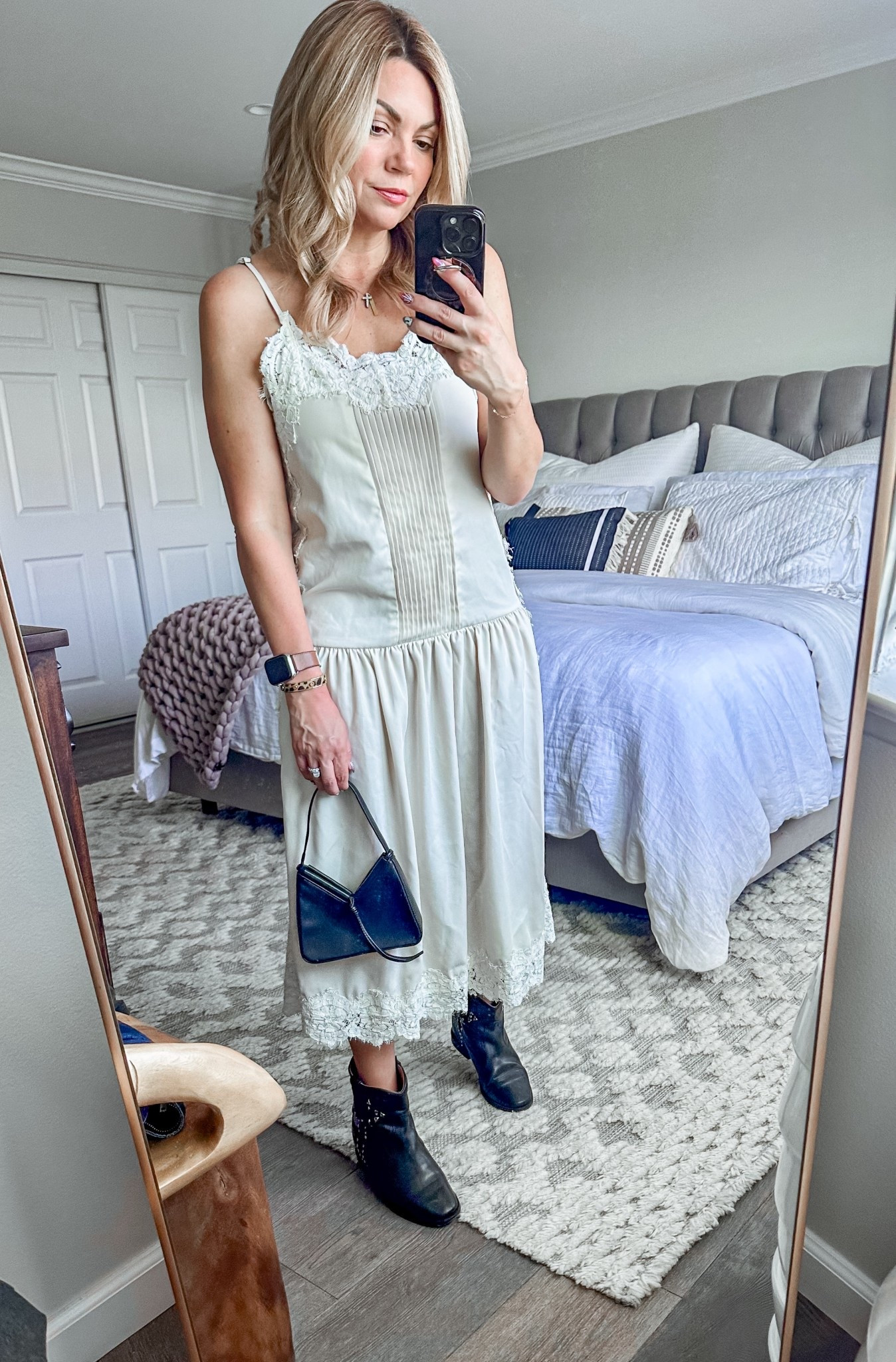 I am so here for the white dress with black boots look for fall
It’s soft and romantic with a little edge
These camisole slip dresses are everywhere 

#LTKFallSale #LTKItBag #LTKSaleAlert