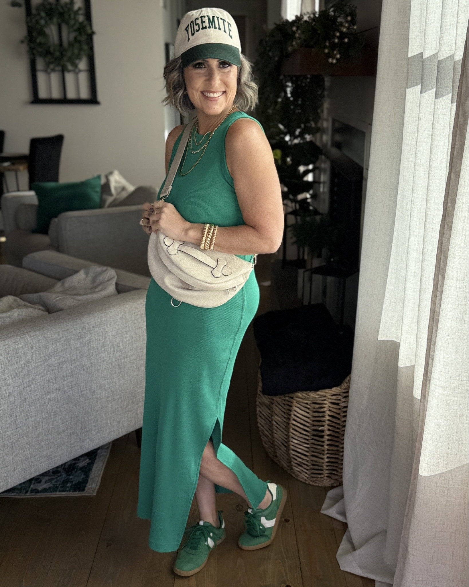 My Elevated Style Girlies — One dress, 7 ways—because every great style story starts with a versatile base! Today’s look is all about this green maxi dress from Target.

📝 Breakdown Style Story #1:
* Perfect Starter: This maxi dress acts as a blank canvas for styling with shirts, jackets, blazers, and accessories. Offers versatility. Stylish yet comfortable. From day to night with a simple switch of the shoes. Bonus its extremely budget friendly.
* Shoes: Fun green sneakers from Walmart match the dress for a playful monochromatic look.
* Accessories: A Yosemite baseball cap and off-white crossbody bag add an athletic, on-the-go vibe.
* Style Vibe: Weekend errands, sporty casual, or a walk in the park.
✨ Why This Works: Green-on-green styling is trendy and flattering, while the accessories ground the look in a laid-back, practical aesthetic.

✨Every piece in your wardrobe serves a purpose, and every outfit tells a style story. Be intentional, be confident and create a style story you’ll love!✨

#LTKOver40 #LTKStyleTip #LTKFindsUnder50