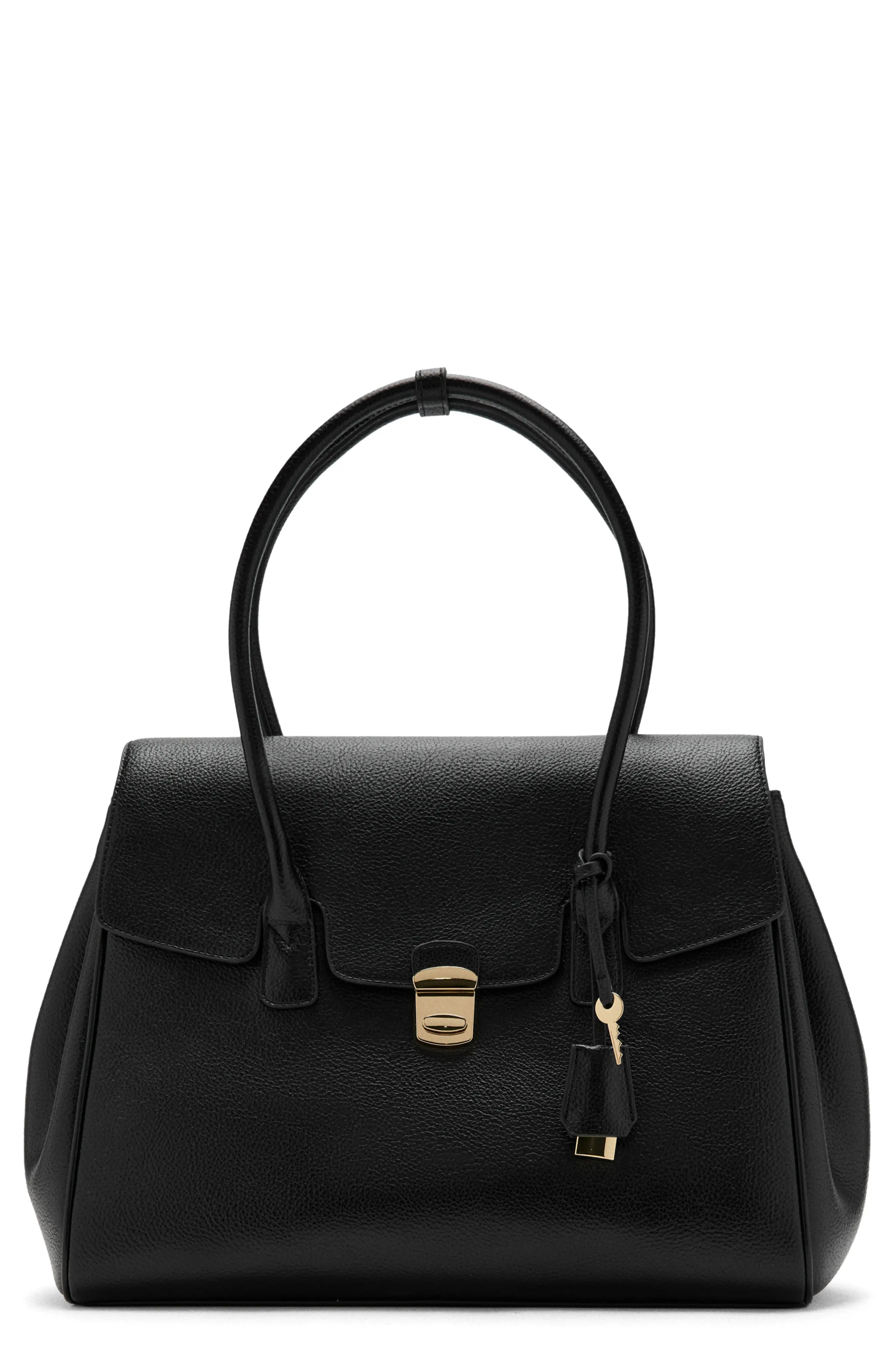 MANGO Medium City Faux Leather Satchel in Black at Nordstrom | Nordstrom
