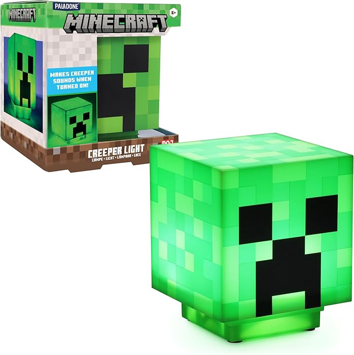 Paladone Minecraft Creeper Desk Light with Official Creeper Sounds, Handheld Night Light for Kids... | Amazon (US)