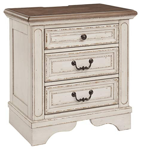 Signature Design by Ashley Realyn French Country 3 Drawer Nightstand with Electrical Outlets & US... | Amazon (US)