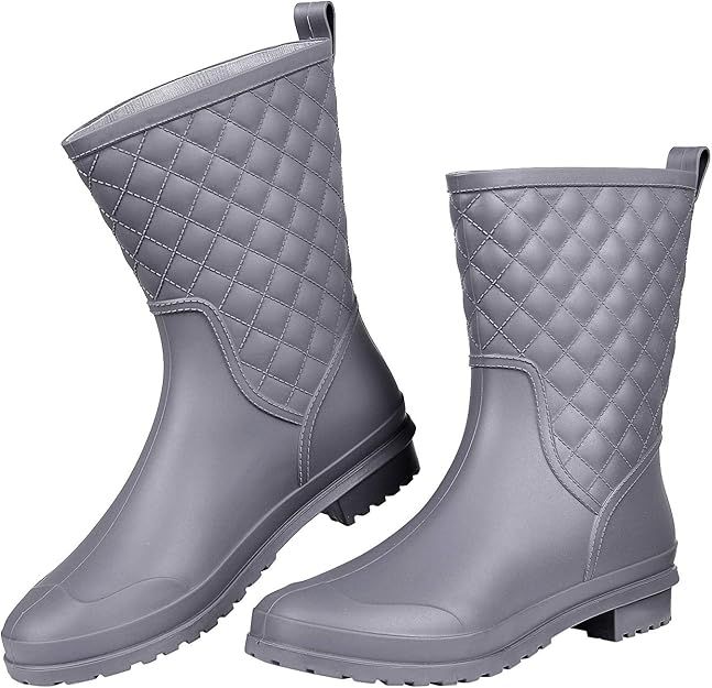 Women's Mid Calf Rain Boots Waterproof Lightweight Garden Shoes | Amazon (US)