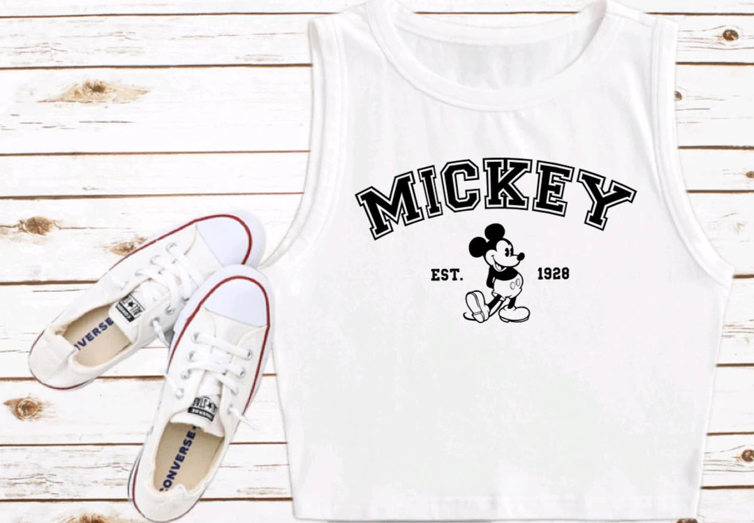 Mickey Mouse Disney Shirt Crop Tank Mickey Cropped Tank Top Disney Croptop WDW Disney Vacation To... | Etsy (US)