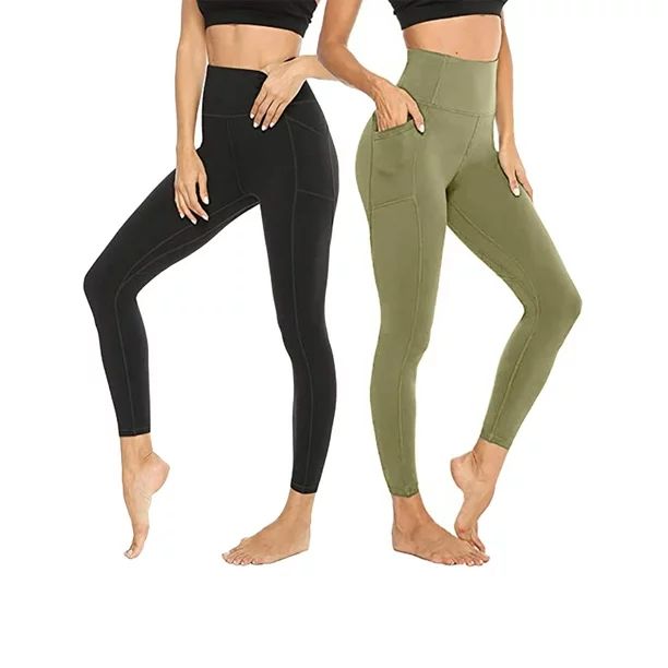 UKAP 2 Pack Yoga Leggings for Women with Side Pockets High Waisted Stretch Tummy Control Compress... | Walmart (US)
