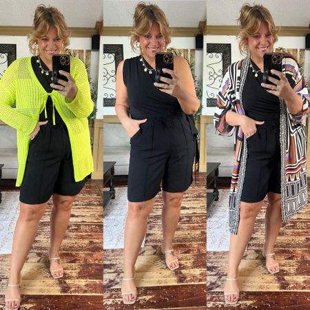 Linen blend shorts (16/18), one shoulder tie blouse and neon knit cardigan size 12/14 in each; workwear inspo, summer and spring longer length shorts outfits- use code 2024nicole25 for 25% off at Ulla Popken 

#LTKOver40 #LTKPlusSize #LTKWorkwear