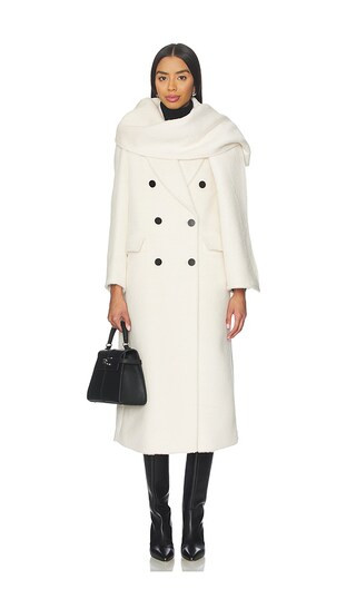 Collette Scarf Coat in Cream | Revolve Clothing (Global)