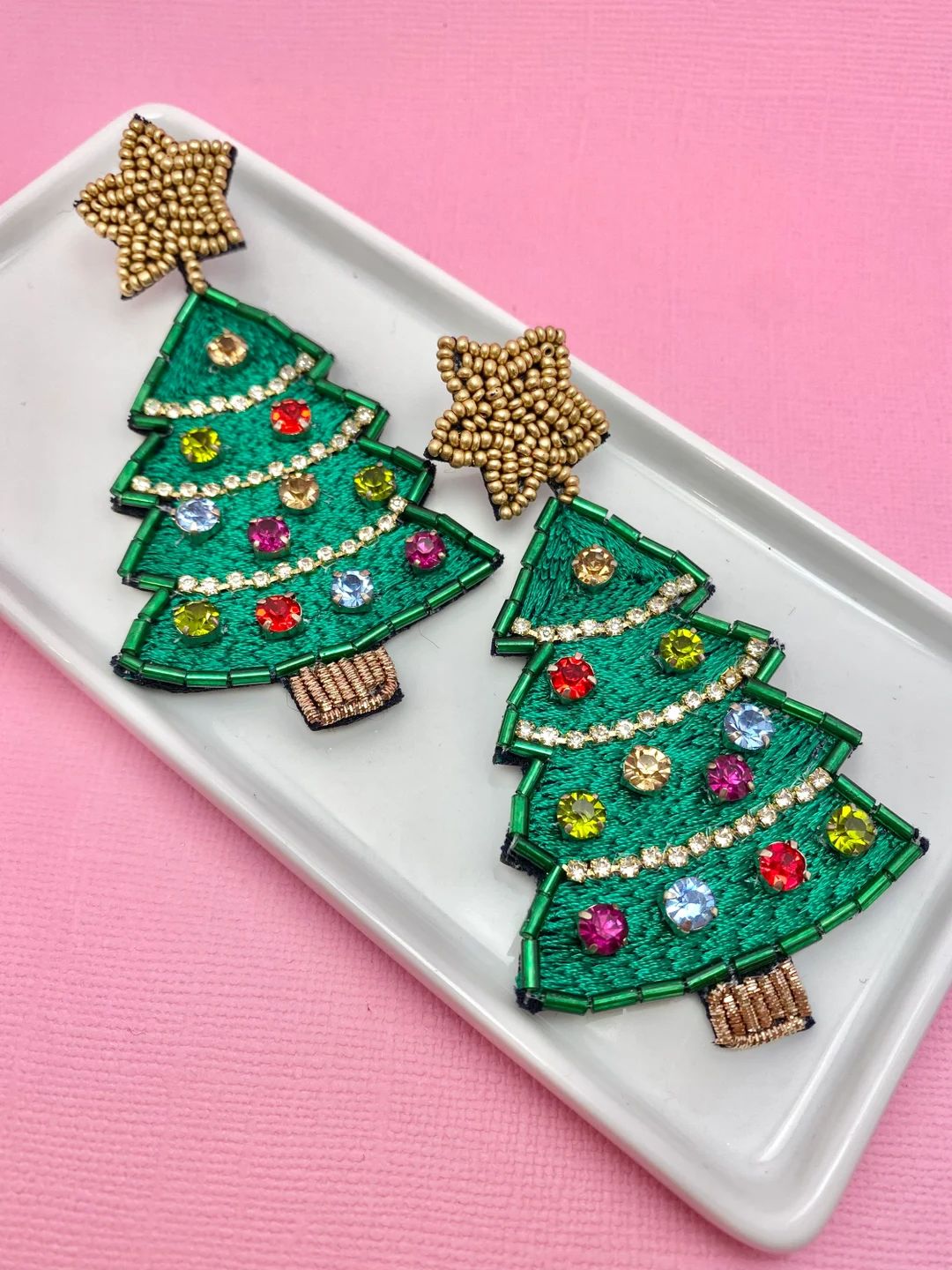 Gorgeous Christmas Star Tree Beaded Earrings Christmas - Etsy | Etsy (US)