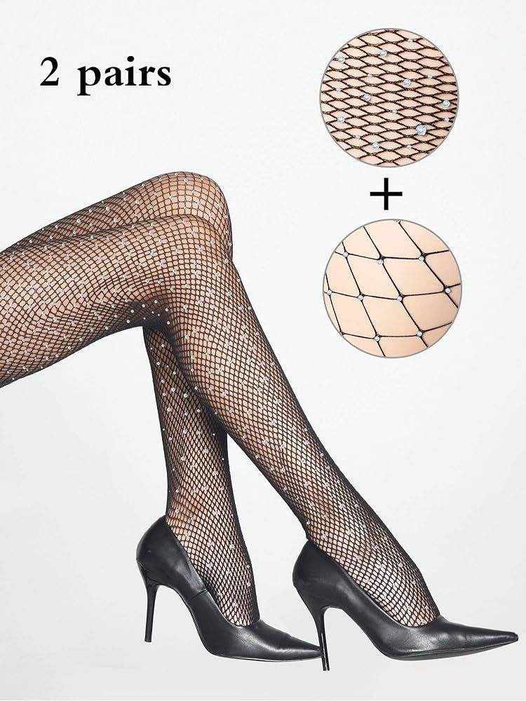 Fishnet Stockings Tights Pantyhose Rhinestone High Waist Stockings for Women | Amazon (US)