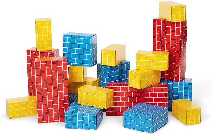 Melissa & Doug Jumbo Extra-Thick Cardboard Building Blocks - 40 Blocks in 3 Sizes, Cardboard Pret... | Amazon (US)