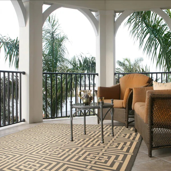 Arneshia Geometric Grey/Cream Indoor / Outdoor Area Rug | Wayfair North America