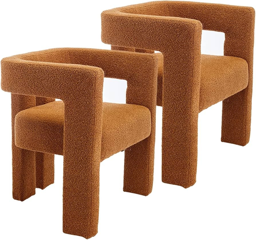 Modern Sherpa Dining Chair Set of 2, Contemporary Designed Boucle Fabric Upholstered Accent Chair... | Amazon (US)