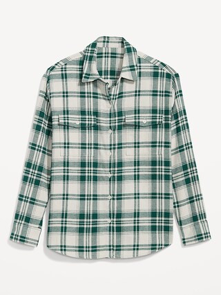 Long-Sleeve Plaid Flannel Boyfriend Tunic Shirt for Women | Old Navy (US)
