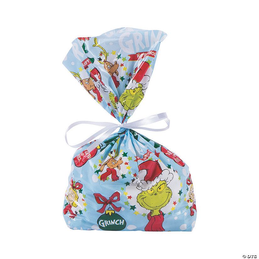 5" x 11 1/2" Dr. Seuss™ The Grinch Cellophane Bags - 12 Pc. | Oriental Trading Company
