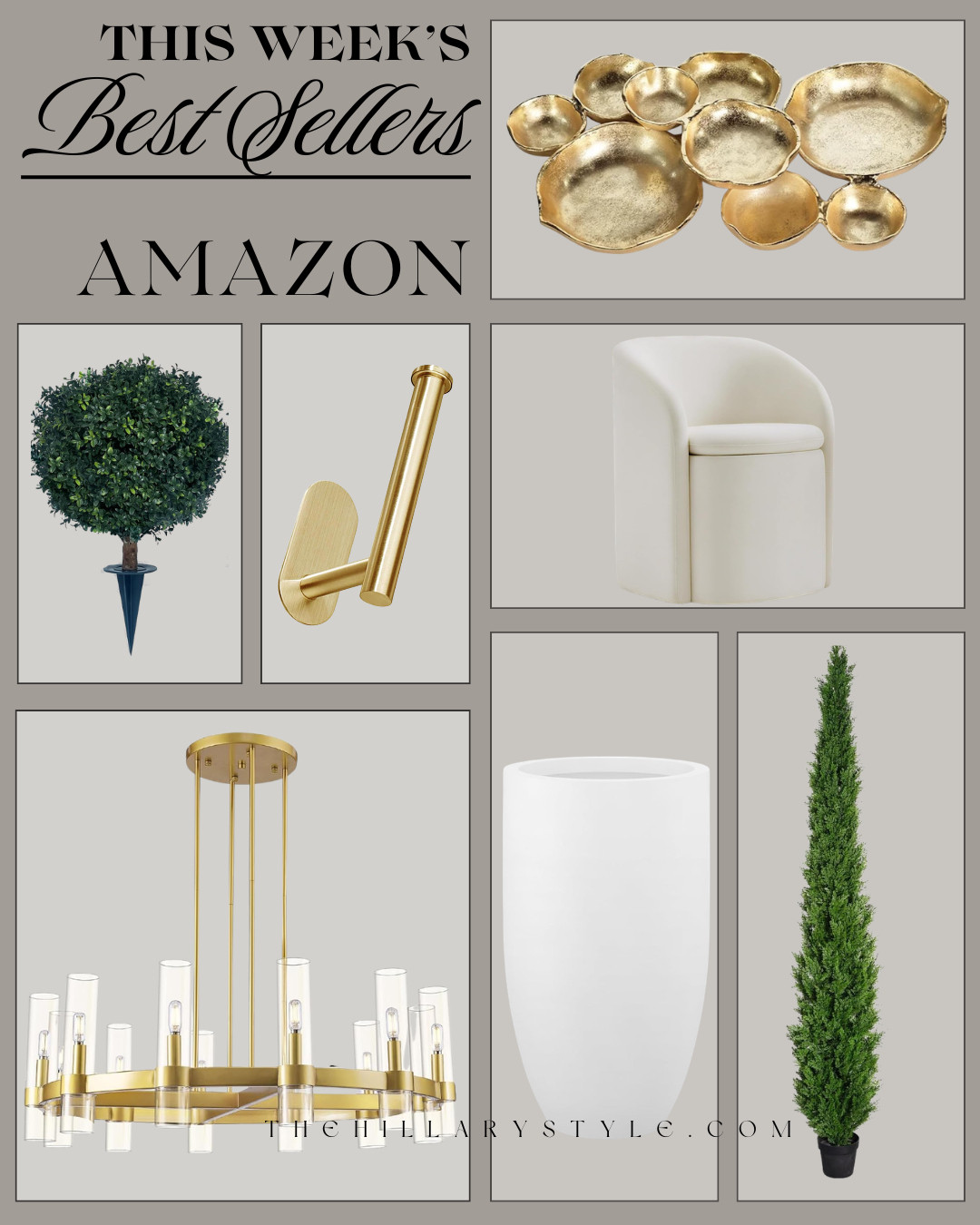 This week’s Amazon Best Sellers are giving elevated neutral with a hint of glam ✨ Think statement gold accents, sculptural lighting, chic faux greenery, and modern organic seating that instantly makes a space feel designer. These are the pieces everyone is loving right now 🤍

#ltkhome #ltkfinds #liketkit #neutralhome #modernorganic #homedecor #amazonhome #elevatedhome #interiorinspo #goldaccents #designerlookforless #thehillarystyle 

 #LTKSeasonal #LTKHome