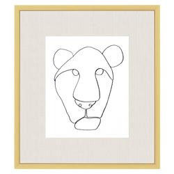 Pampa Modern White Lioness Animals & Nature Gold Frame Illustration - 18x16 | Kathy Kuo Home