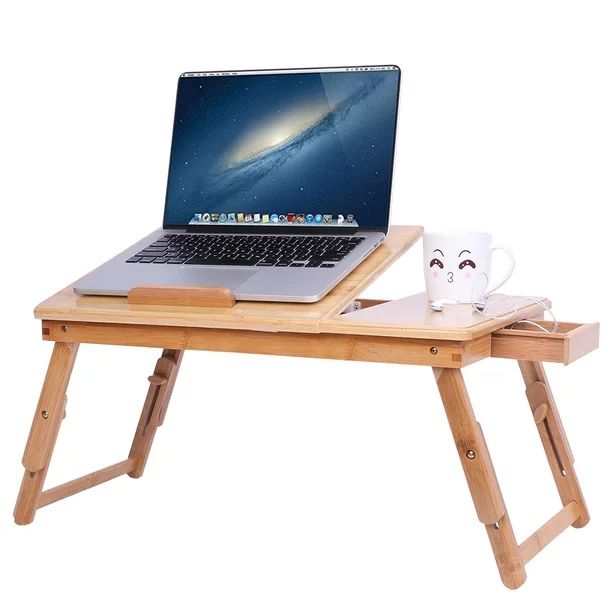 Ktaxon Portable Bamboo Laptop Desk Serving Bed Tray with Drawer | Walmart (US)