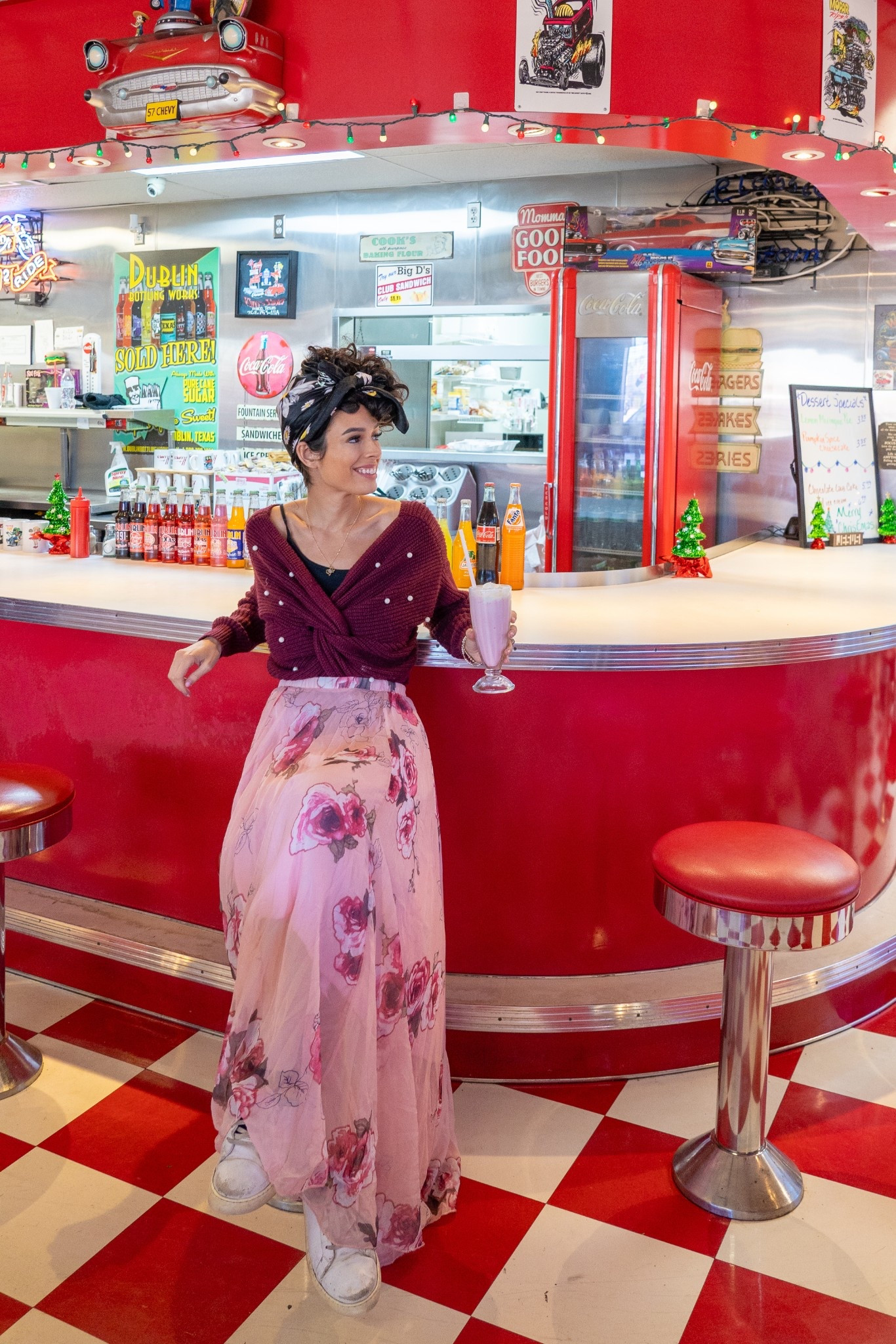 Loving the iconic 1950s diner vibes at Kim’s Diner in Waco, TX, wearing my red criss cross sweater with pearls, pink floral mesh skirt and Seychelles sneakers

- Valentine’s day outfit, date night outfit, evening outfit, evening dress, party dress, party outfit, trendy ootd, holiday fashion, amazon finds, walmart, vacation outfit, travel outfit, holiday outfit, seasonal outfit

#LTKU #LTKFindsUnder100 #LTKShoeCrush #LTKStyleTip #LTKFindsUnder50 #LTKTravel