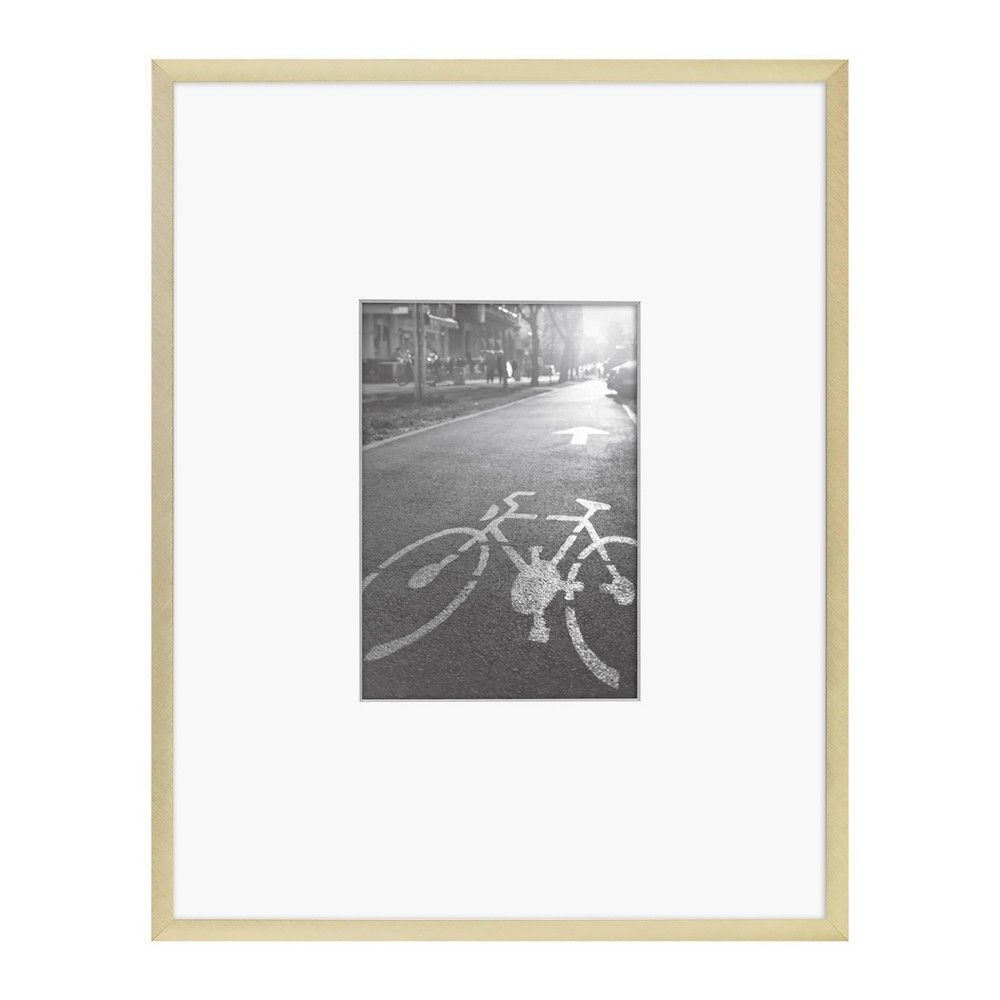 11"" x 14"" Matted to 5"" x 7"" Thin Metal Gallery Frame Brass - Project 62 | Target