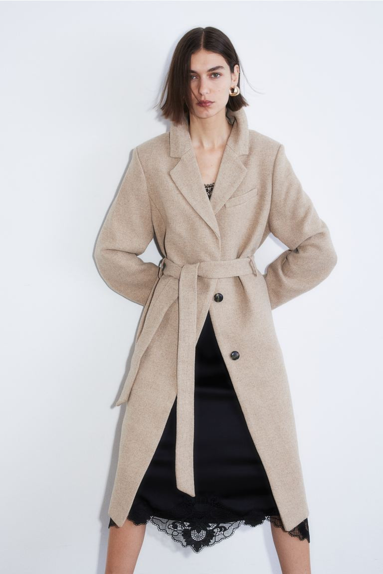 Tie Belt Coat - Beige - Ladies | H&M AU | H&M (AU)