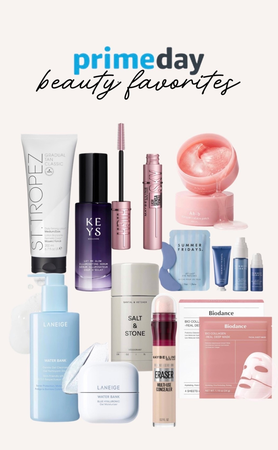 Amazon prime day beauty favorites! 

#beauty #beautyproducts #amazonfinds #amazonprime #primedaysale #amazonprimeday #primedaydeals #affordablefinds #topsellers #beautyfavorites #sttropez #summerfridays #biodance #facemask #koreanbeauty #mascara #laneige