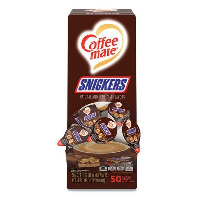 Coffee mate Liquid Coffee Creamer, Snickers, 0.38 oz Mini Cups, 50 Cups/Box | Target