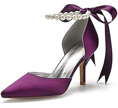 Women's Pearl White Wedding Shoes for Bride High Heels Pointed Toe Bridal Shoes Satin Prom Party ... | Amazon (US)