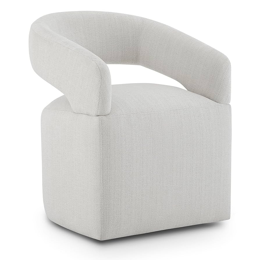 Upholstered Dining Chairs with Removable Casters Barrel Side Armchair with Rollers for Diningroom... | Amazon (US)