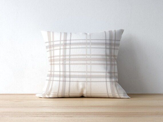 Plaid Mauve Throw Pillow Cover | Etsy (US)