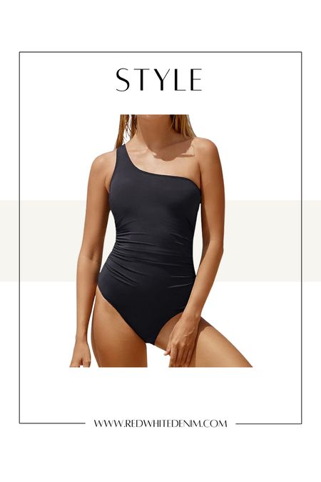 So impressed with this Amazon suit! The ruching is very flattering especially in the tummy area. Love this for all my postpartum of Mom’s! Fit is TTS. One shoulder swimsuit 

#LTKswim