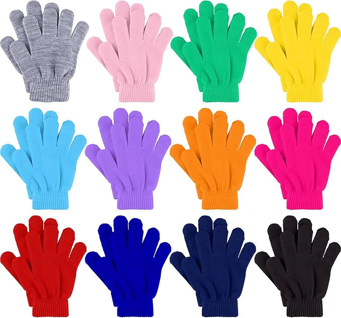 Glooarm 12 Pairs Kids Gloves Winter Toddler Full Fingers Knit Children Stretchy Warm Gloves Bulk ... | Amazon (US)