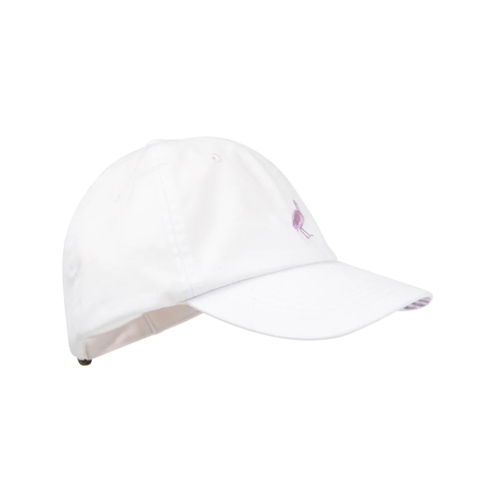 Covington Cap - Worth Avenue White with Lauderdale Lavender Gingham & Lauderdale Lavender Stork | The Beaufort Bonnet Company