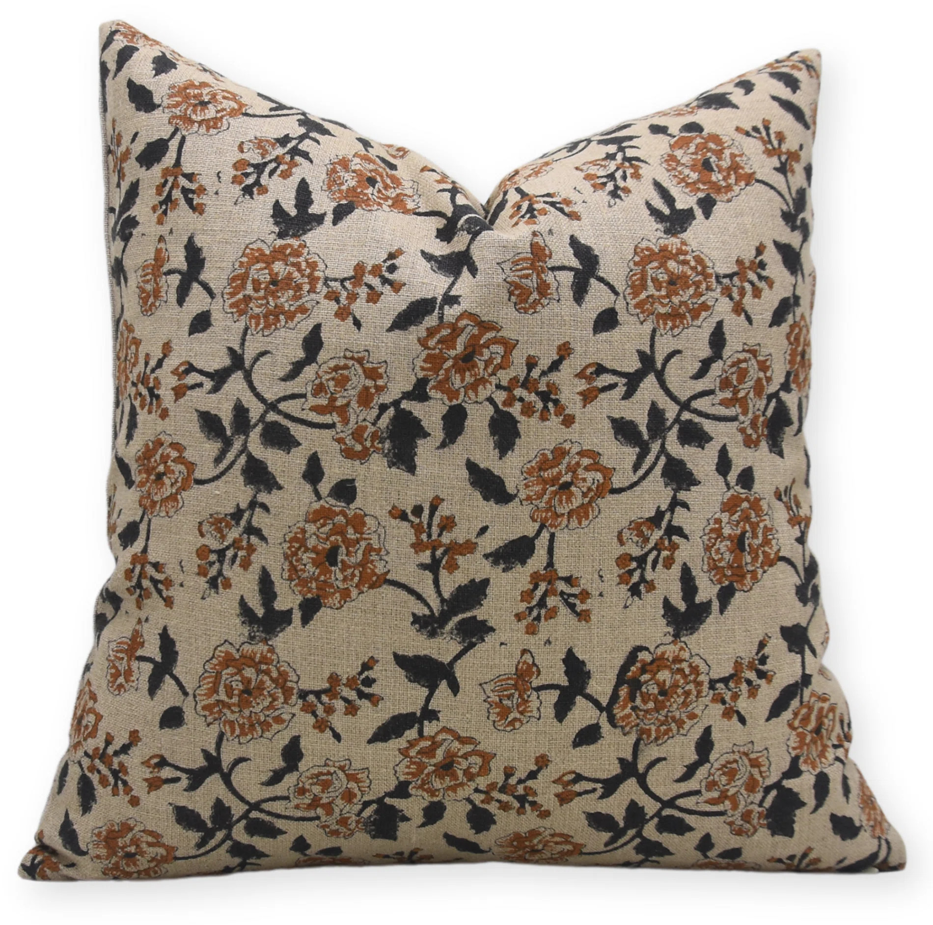Fabdivine Block Print Thick Linen  Throw Pillow Covers, Handmade (Rameshwaram, Brown) & Reviews |... | Wayfair North America