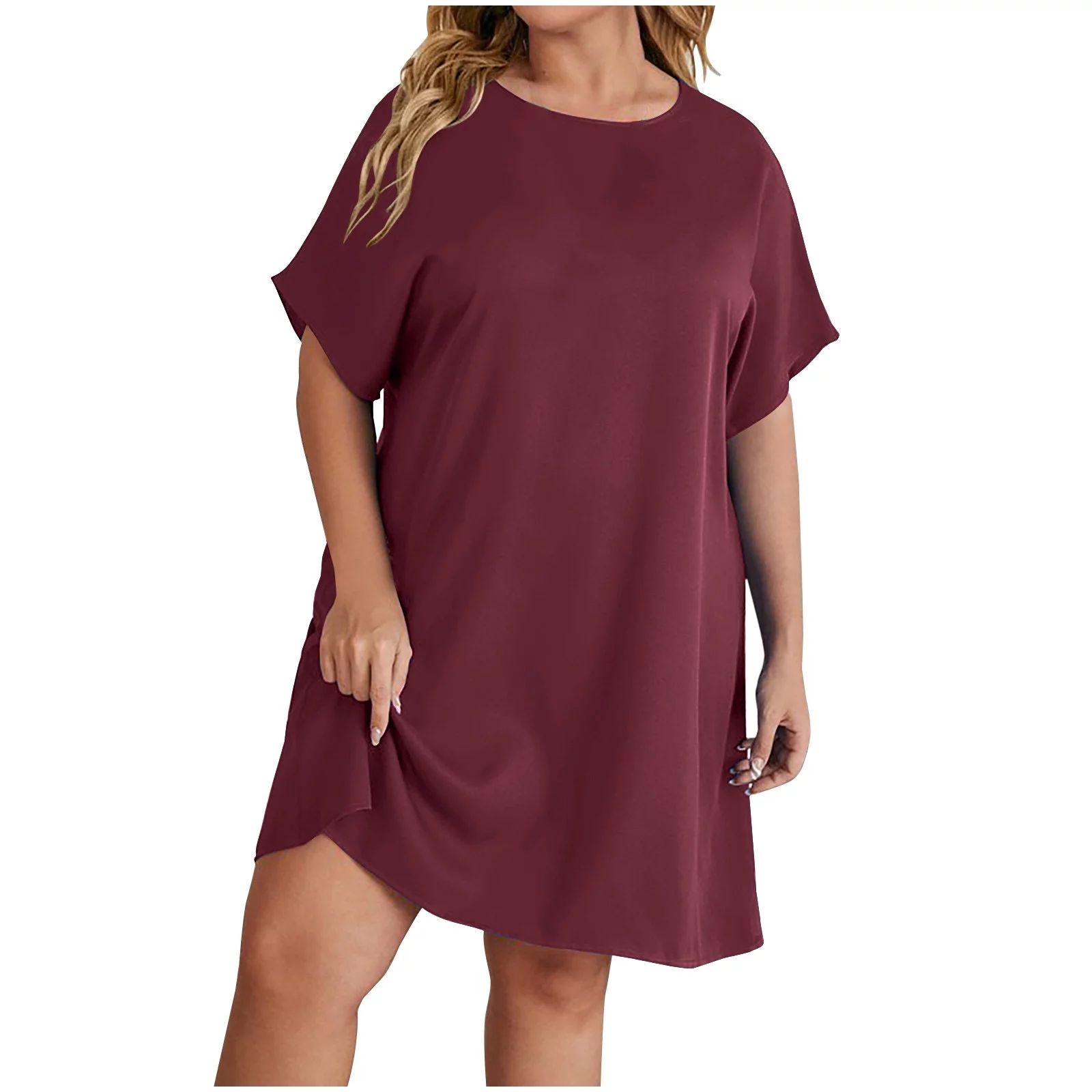 Womens Plus Size Tshirt Dress Short Sleeve Crew Neck Comfy Short Dresses for Women Summer Lounge ... | Walmart (US)