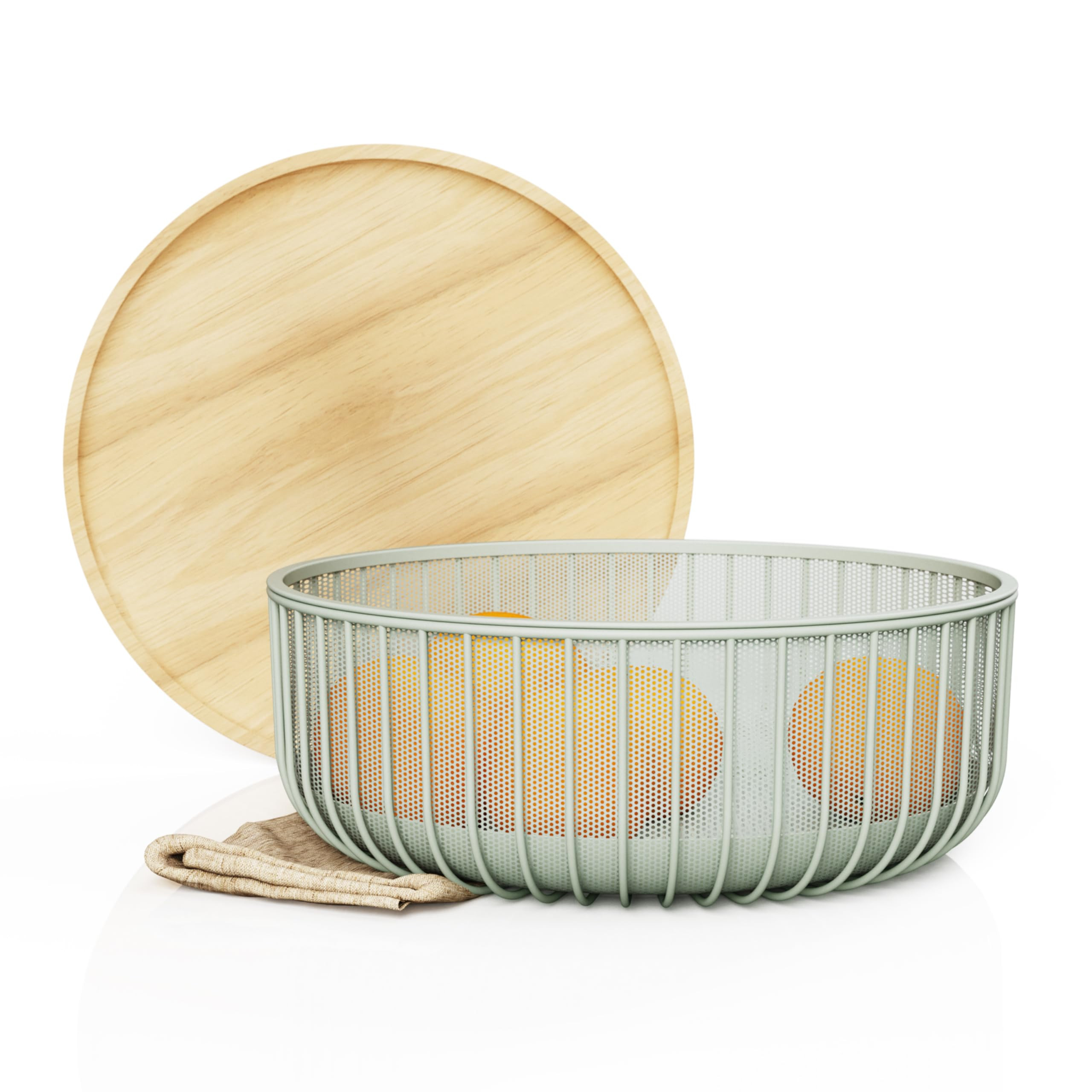Metal Wire Mesh Fruit Baskets with Wooden Lid - Fly-Proof Indoor Solution for Fresh Fruits - Cove... | Amazon (US)