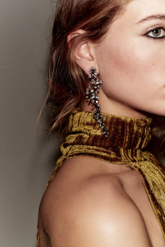 WATERFALL RHINESTONE EARRINGS | Zara UK