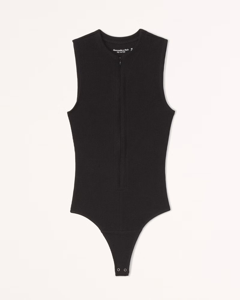 Zip-Up Bodysuit Black Bodysuit Bodysuits Black Top Summer Outfits Abercrombie Work Wear | Abercrombie & Fitch (US)