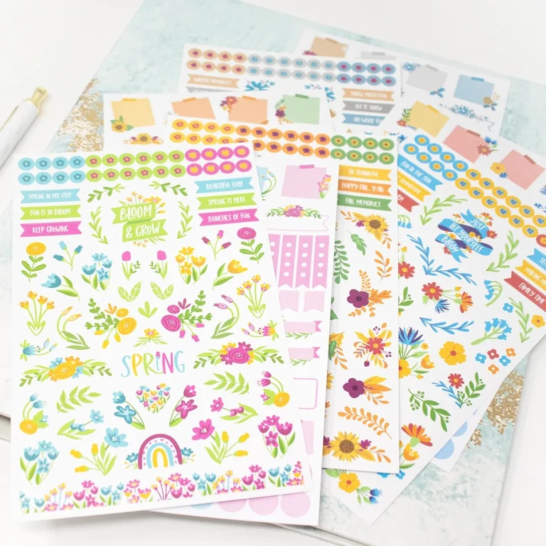 bloom daily planners Decorative Floral Planner Stickers, Easy-Peel Flower Stickers for Journals, ... | Walmart (US)