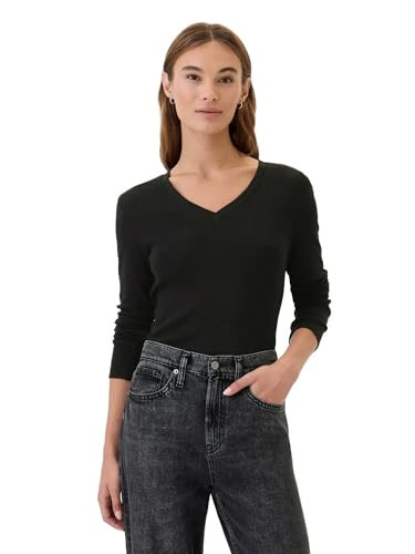 GAP Womens Long Sleeve Favorite V-Neck T-Shirt Black V2 XXL | Amazon (US)