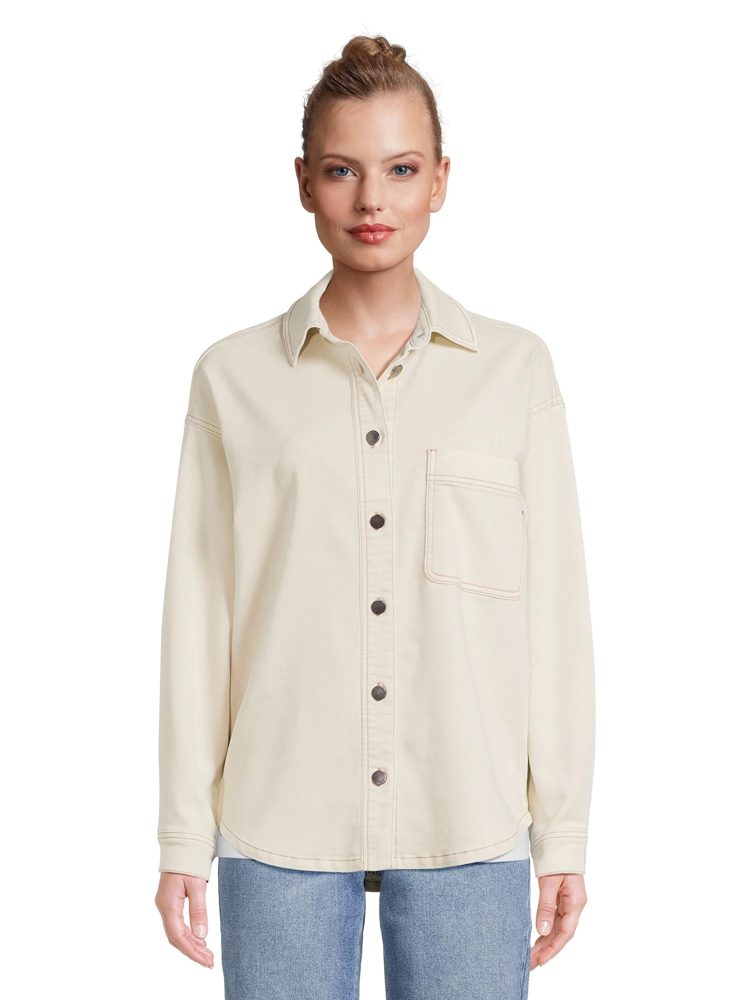 No Boundaries Juniors' Knit Shacket with Long Sleeves, Sizes XS-XXXL | Walmart (US)