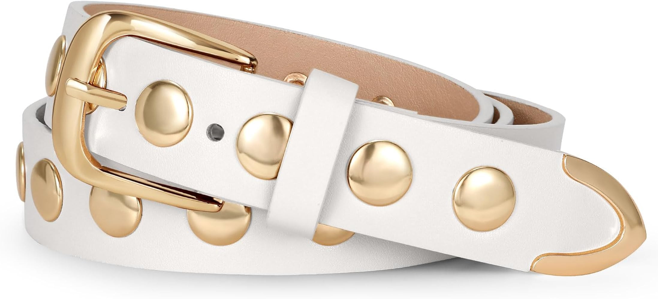 WERFORU Women Fashion Leather Belt Women Belts for Jeans Dress Women Punk Leather Belt Women Stud... | Amazon (US)