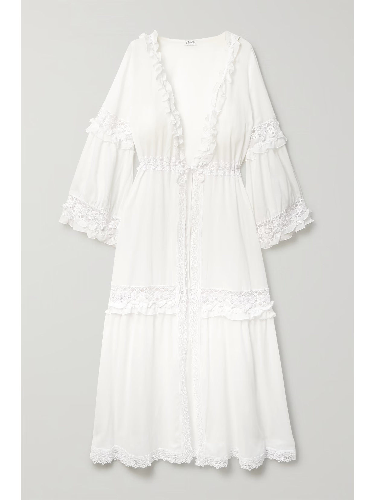 Charo Ruiz - Tamara Ruffled Crochet-trimmed Cotton-blend Voile Robe - White | NET-A-PORTER (US)